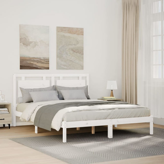 Bedframe extra lang zonder matras massief hout wit 160x220 cm