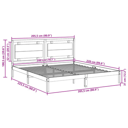 Bedframe extra lang zonder matras massief hout 200x220 cm