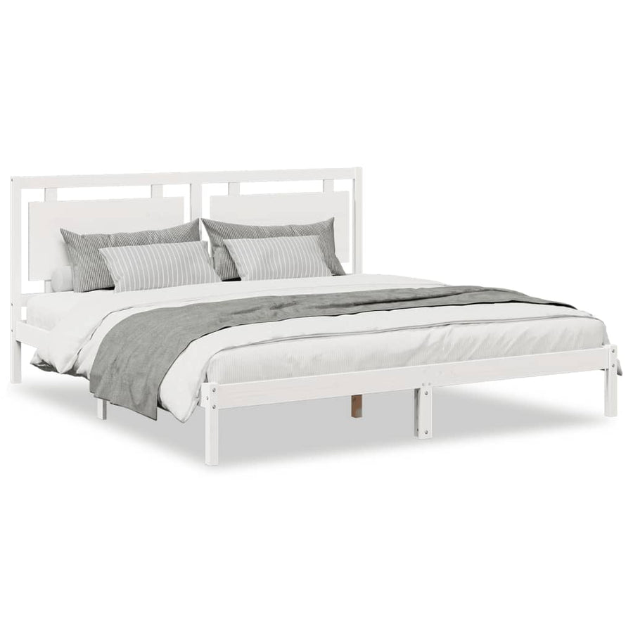 Bedframe extra lang zonder matras massief hout wit 200x220 cm