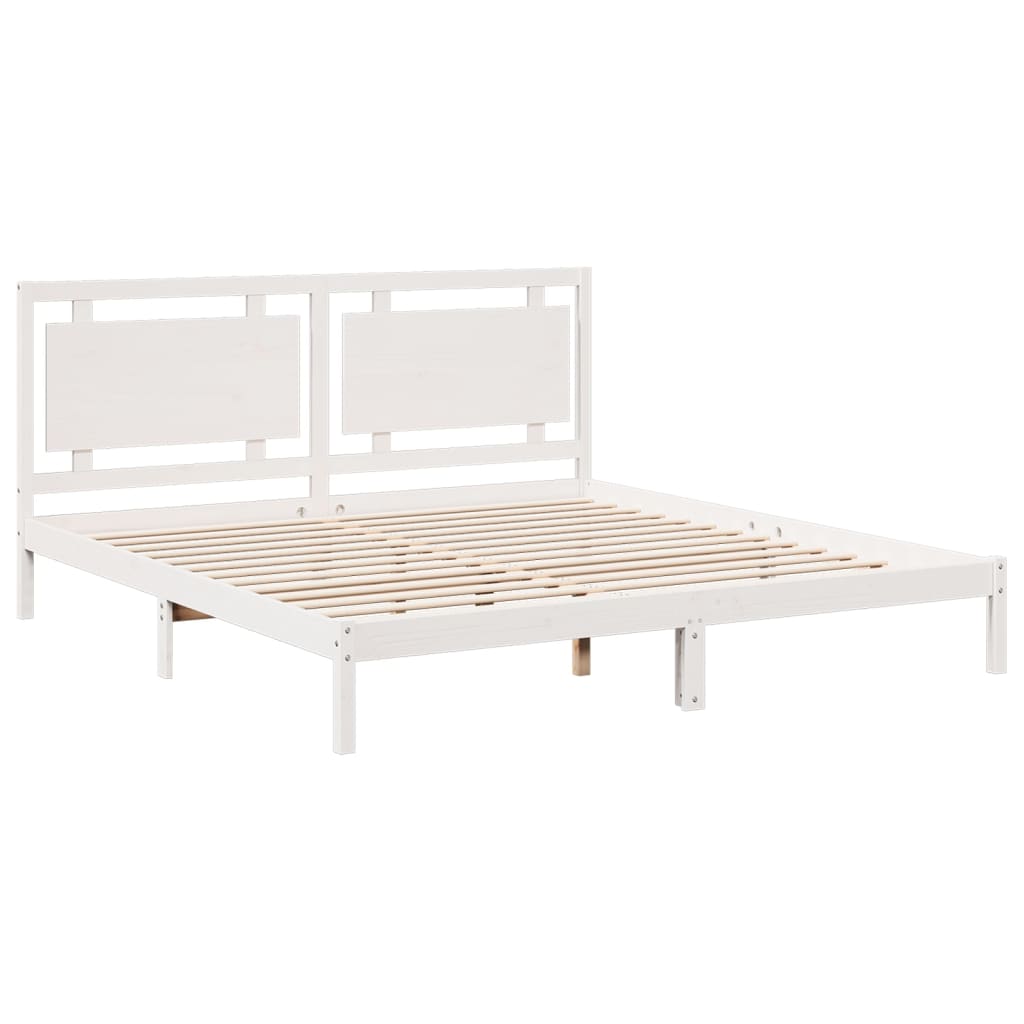 Bedframe extra lang zonder matras massief hout wit 200x220 cm