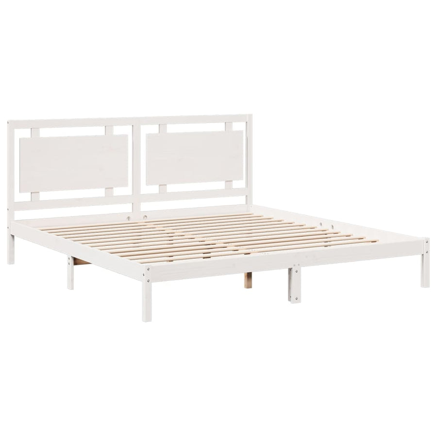 Bedframe extra lang zonder matras massief hout wit 200x220 cm