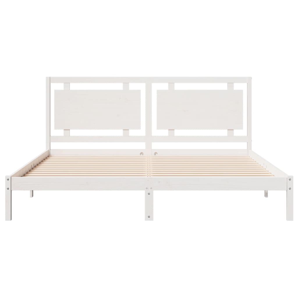 Bedframe extra lang zonder matras massief hout wit 200x220 cm