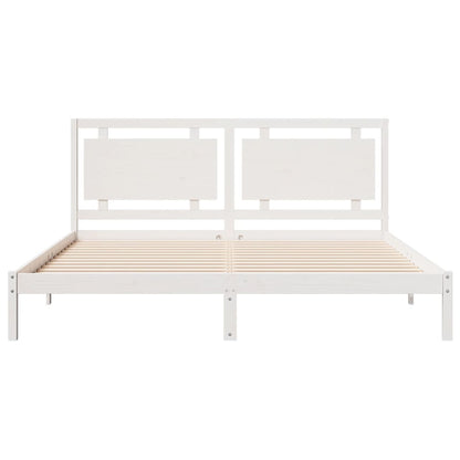 Bedframe extra lang zonder matras massief hout wit 200x220 cm