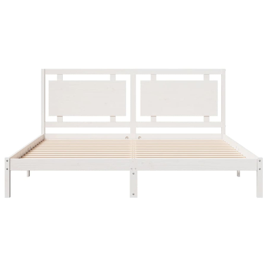 Bedframe extra lang zonder matras massief hout wit 200x220 cm