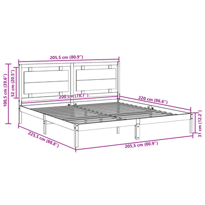 Bedframe extra lang zonder matras massief hout wit 200x220 cm