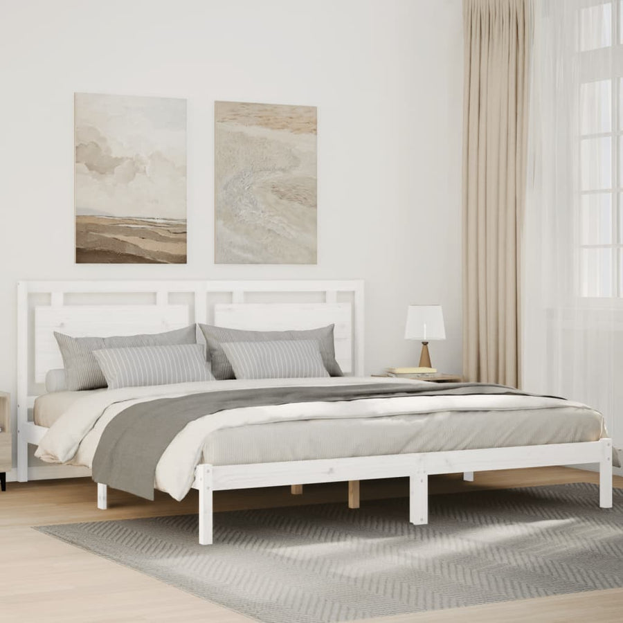 Bedframe extra lang zonder matras massief hout wit 200x220 cm