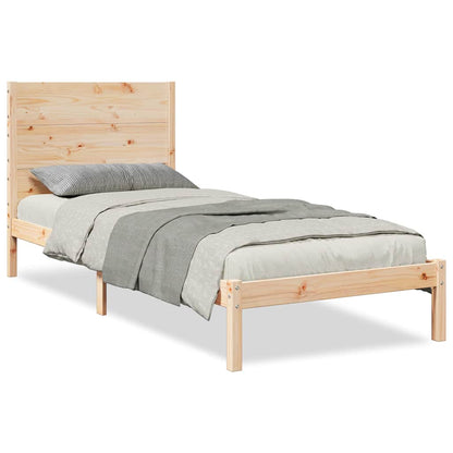 Bedframe Extra Lang Zonder Matras Massief Hout 90 x 210 cm Naturel