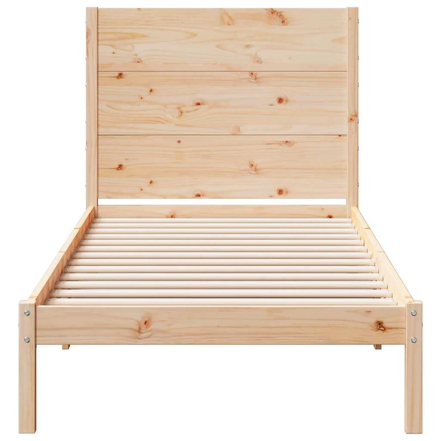 Bedframe Extra Lang Zonder Matras Massief Hout 90 x 210 cm Naturel