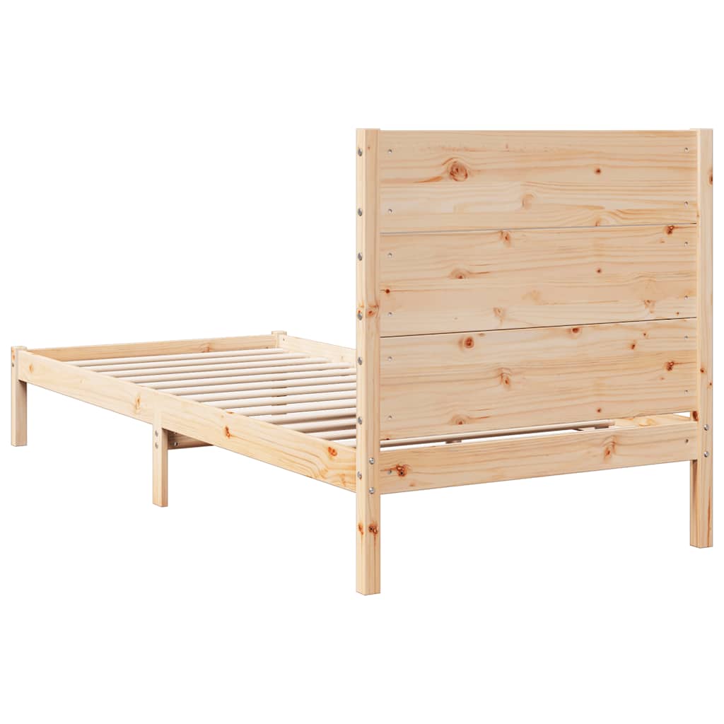 Bedframe Extra Lang Zonder Matras Massief Hout 90 x 210 cm Naturel