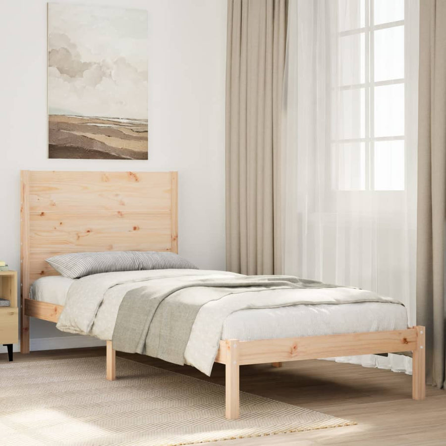 Bedframe Extra Lang Zonder Matras Massief Hout 90 x 210 cm Naturel