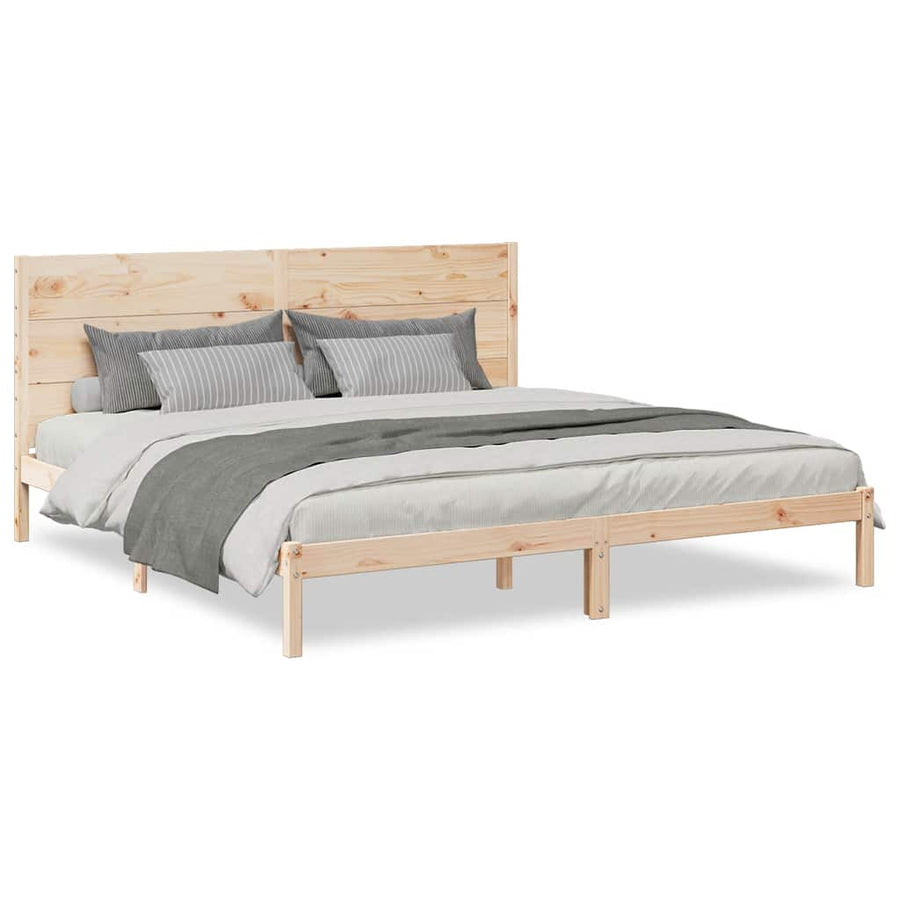 Bedframe Extra Lang Zonder Matras Massief Hout 200 x 210 cm Naturel