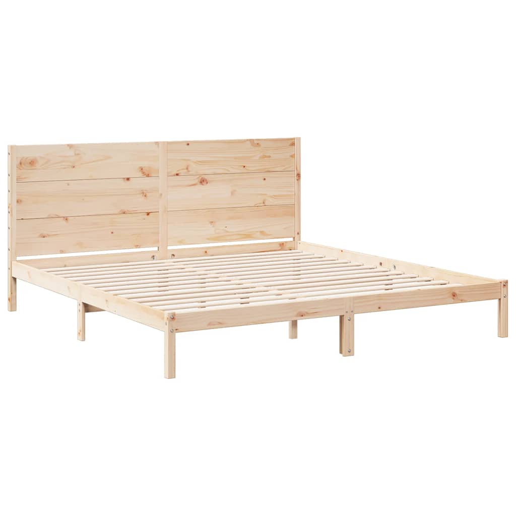 Bedframe Extra Lang Zonder Matras Massief Hout 200 x 210 cm Naturel