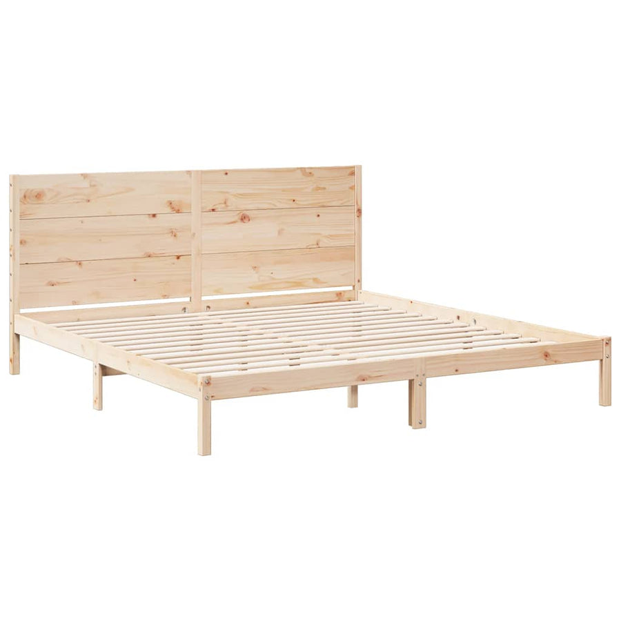 Bedframe Extra Lang Zonder Matras Massief Hout 200 x 210 cm Naturel