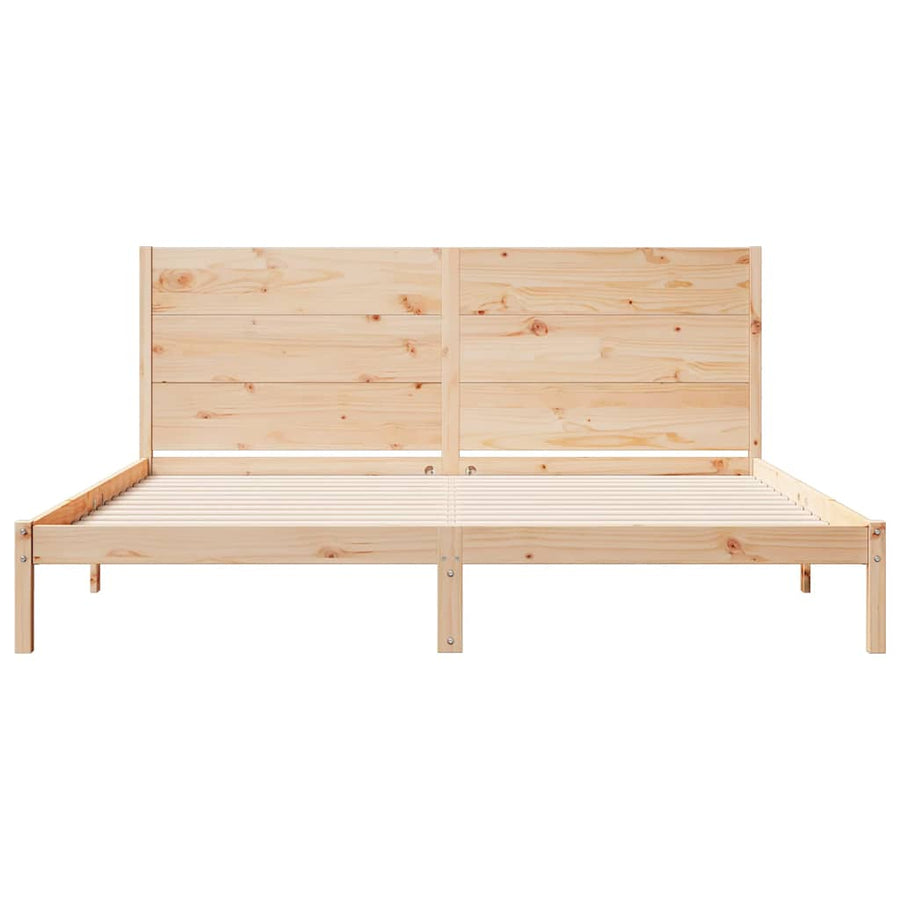Bedframe Extra Lang Zonder Matras Massief Hout 200 x 210 cm Naturel