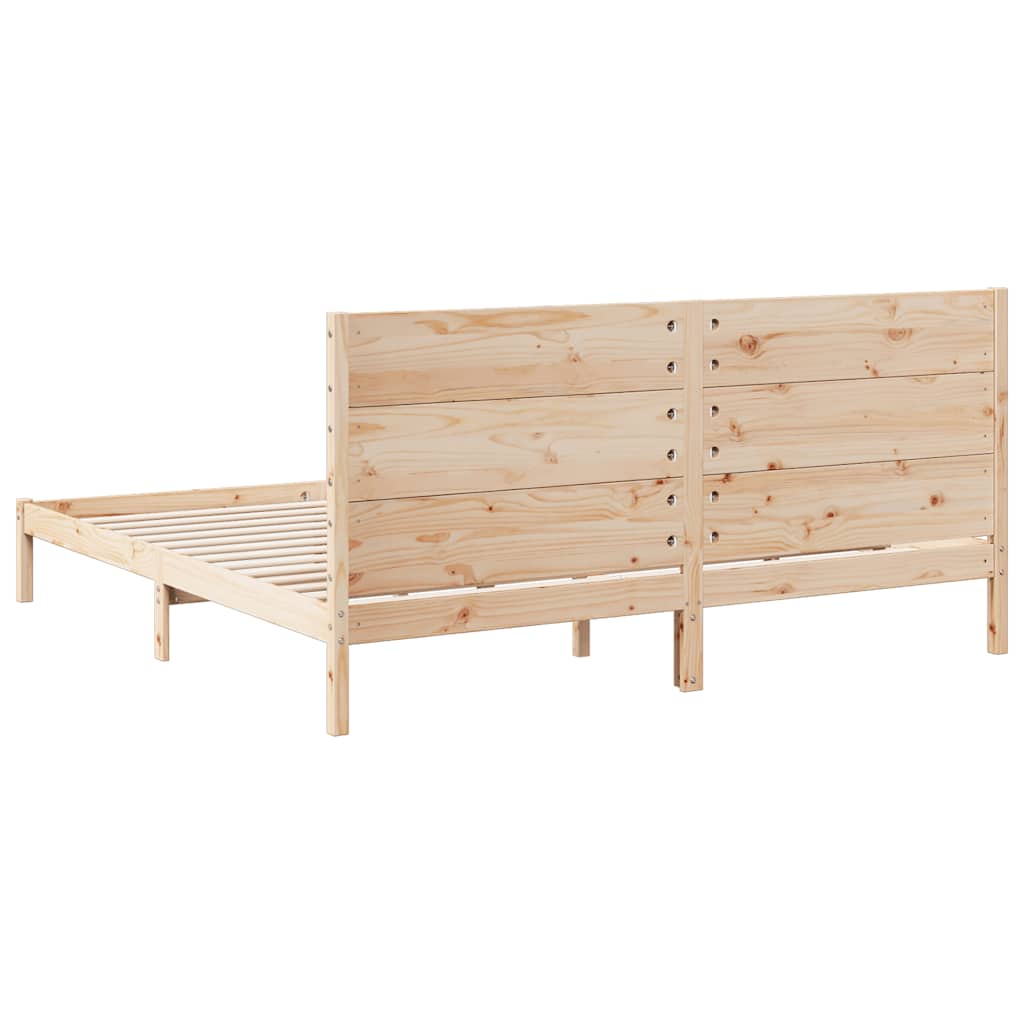 Bedframe Extra Lang Zonder Matras Massief Hout 200 x 210 cm Naturel