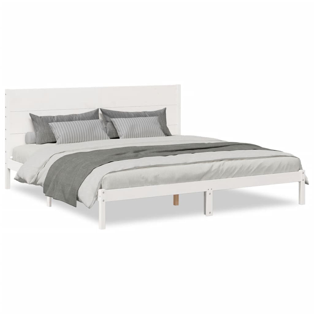 Bedframe extra lang zonder matras massief hout wit 200x210 cm