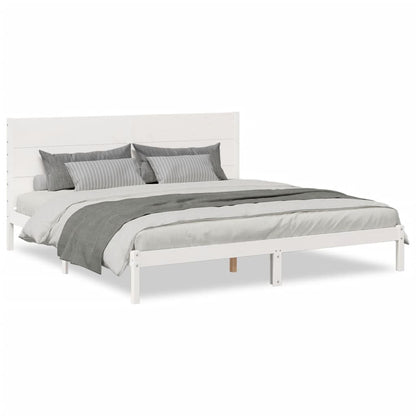 Bedframe extra lang zonder matras massief hout wit 200x210 cm