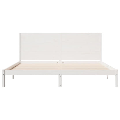 Bedframe extra lang zonder matras massief hout wit 200x210 cm