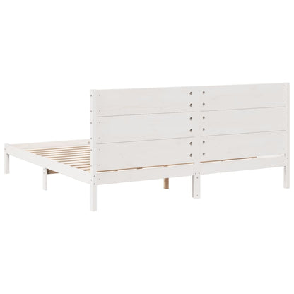 Bedframe extra lang zonder matras massief hout wit 200x210 cm