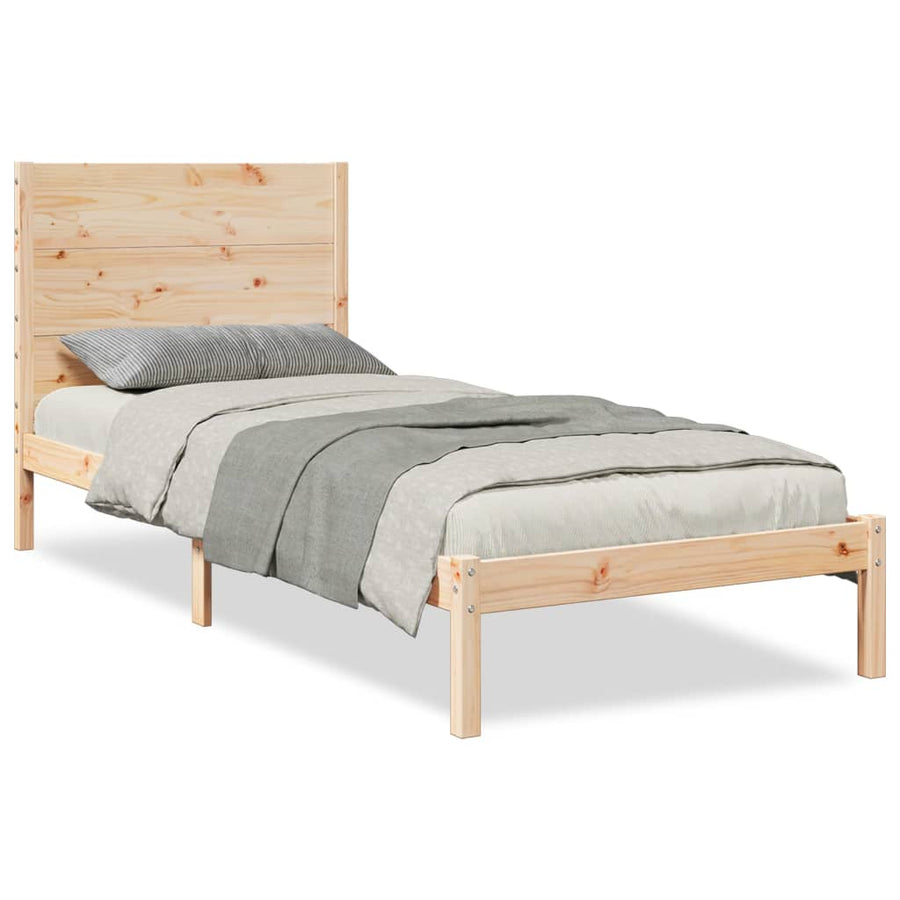Bedframe Extra Lang Zonder Matras Massief Hout 90 x 220 cm Naturel