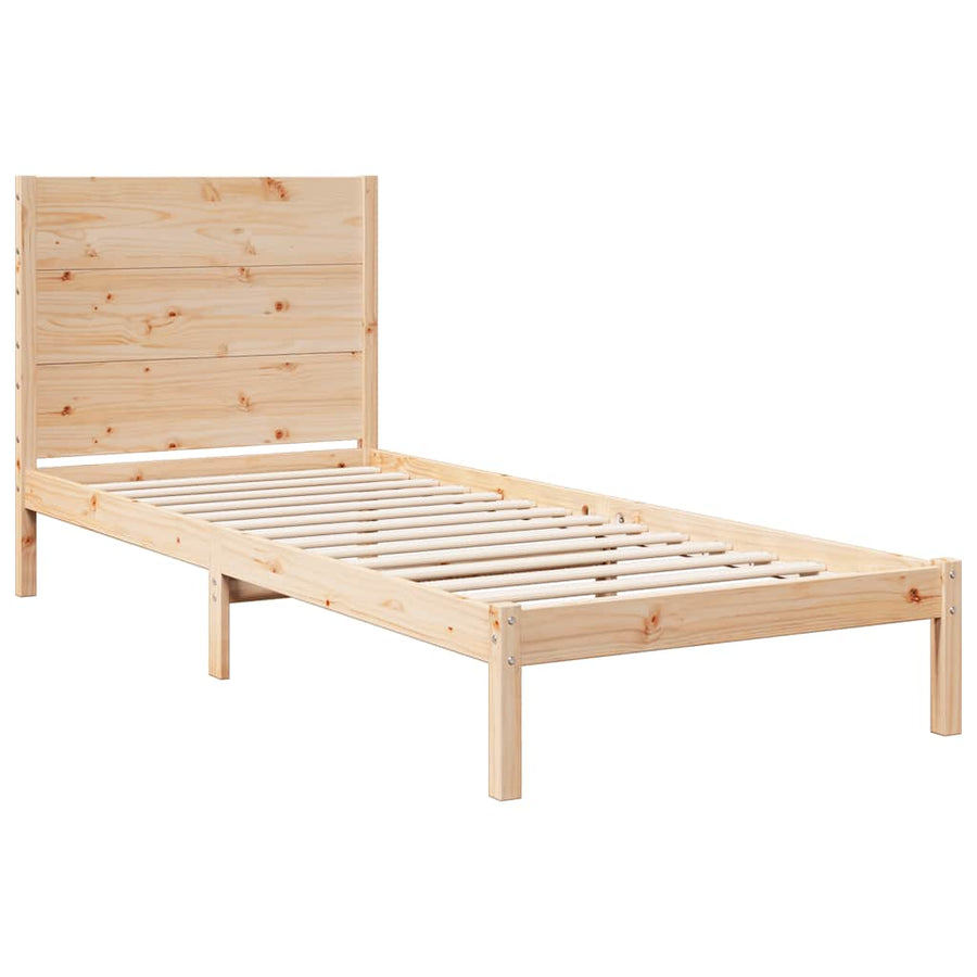Bedframe Extra Lang Zonder Matras Massief Hout 90 x 220 cm Naturel