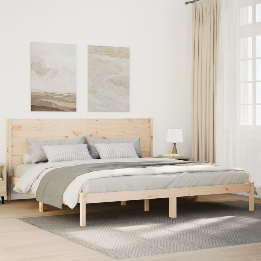 Bedframe Extra Lang Zonder Matras Massief Hout 200 x 220 cm Naturel