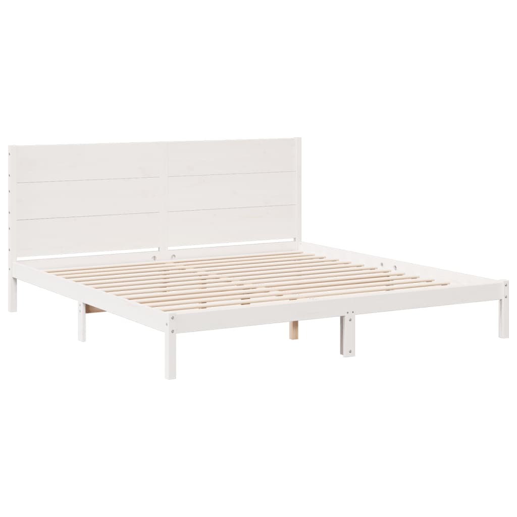 Bedframe extra lang zonder matras massief hout wit 200x220 cm