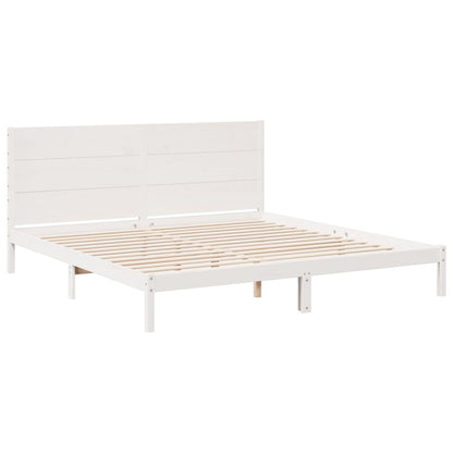 Bedframe extra lang zonder matras massief hout wit 200x220 cm