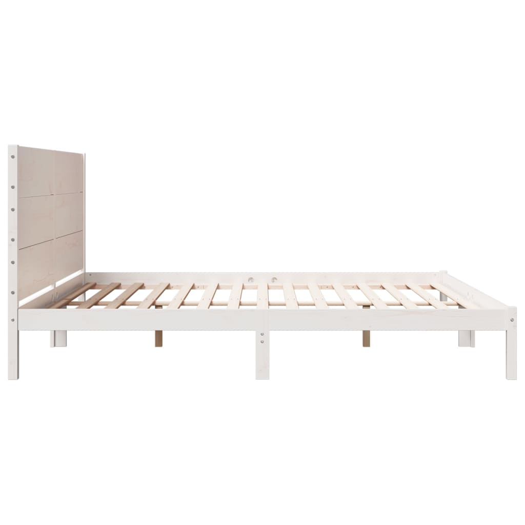 Bedframe extra lang zonder matras massief hout wit 200x220 cm