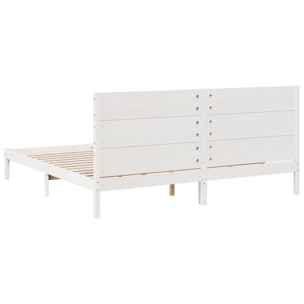 Bedframe extra lang zonder matras massief hout wit 200x220 cm