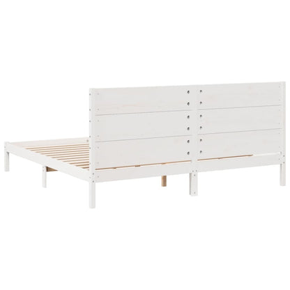 Bedframe extra lang zonder matras massief hout wit 200x220 cm