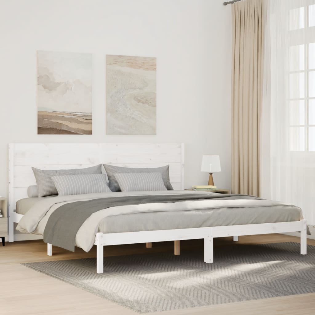 Bedframe extra lang zonder matras massief hout wit 200x220 cm