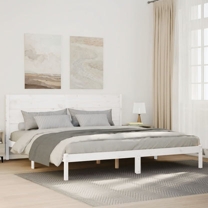Bedframe extra lang zonder matras massief hout wit 200x220 cm