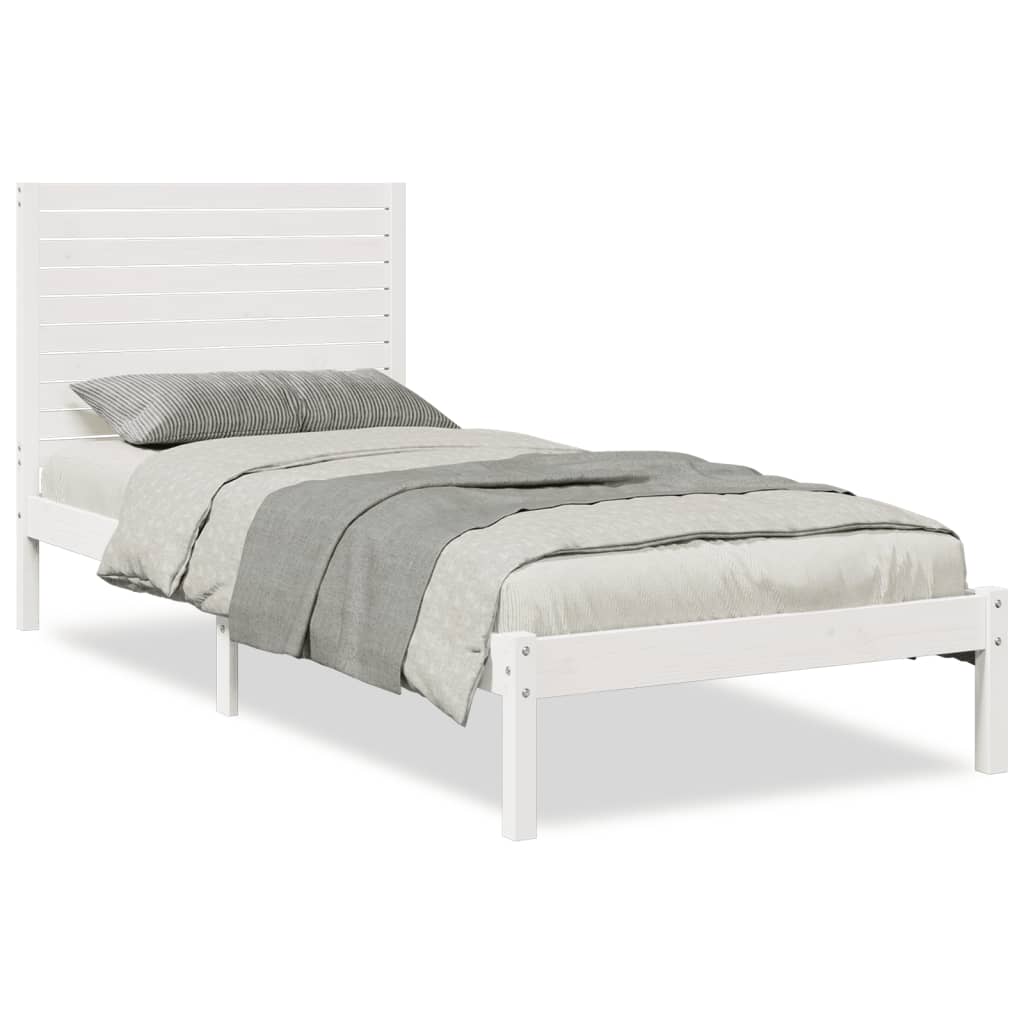 Bedframe extra lang zonder matras massief hout wit 90x210 cm