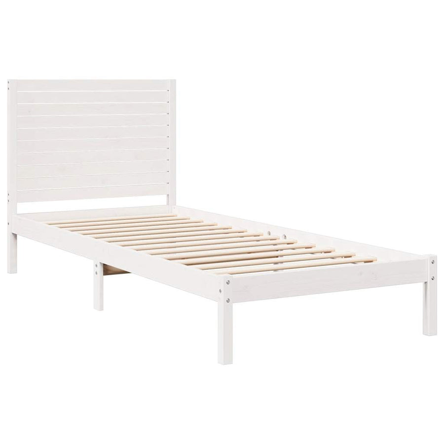Bedframe extra lang zonder matras massief hout wit 90x210 cm