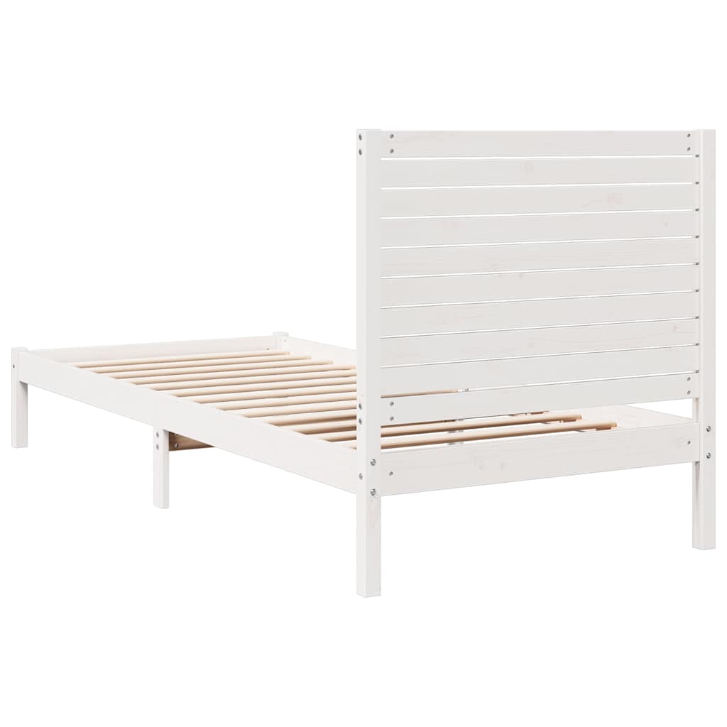 Bedframe extra lang zonder matras massief hout wit 90x210 cm