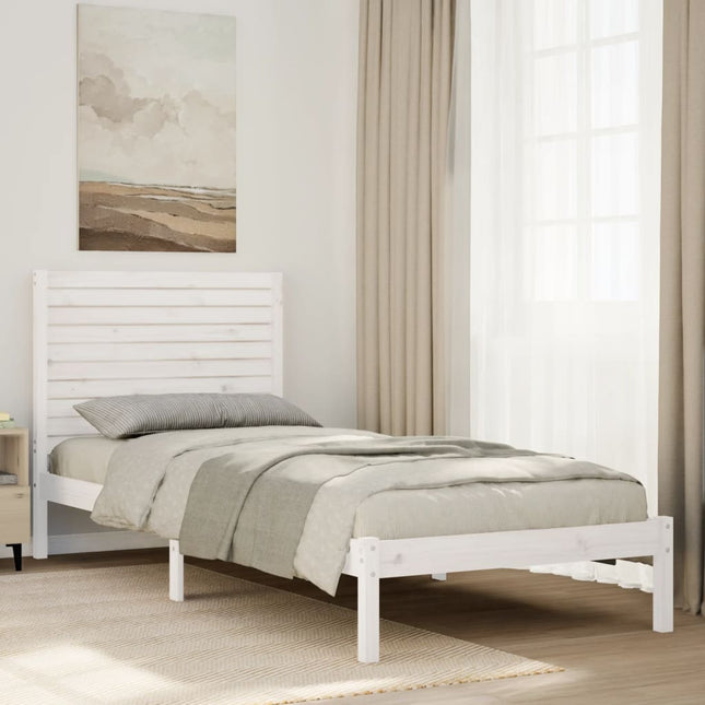 Bedframe extra lang zonder matras massief hout wit 100x210 cm