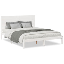 Bedframe extra lang zonder matras massief hout wit 140x210 cm
