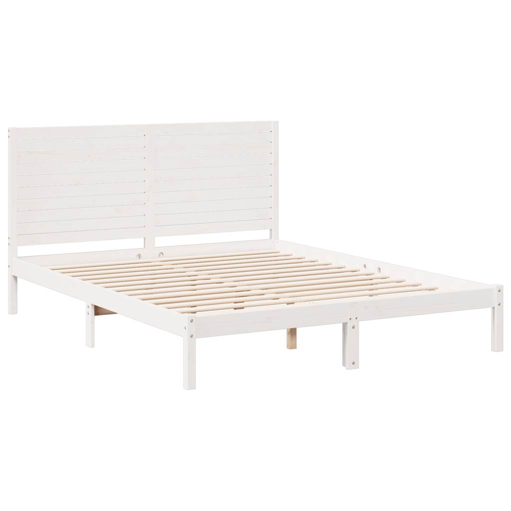 Bedframe extra lang zonder matras massief hout wit 140x210 cm