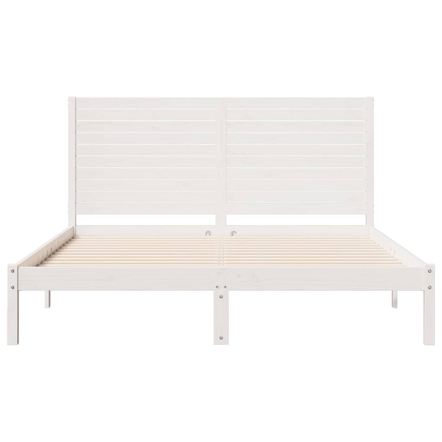 Bedframe extra lang zonder matras massief hout wit 140x210 cm