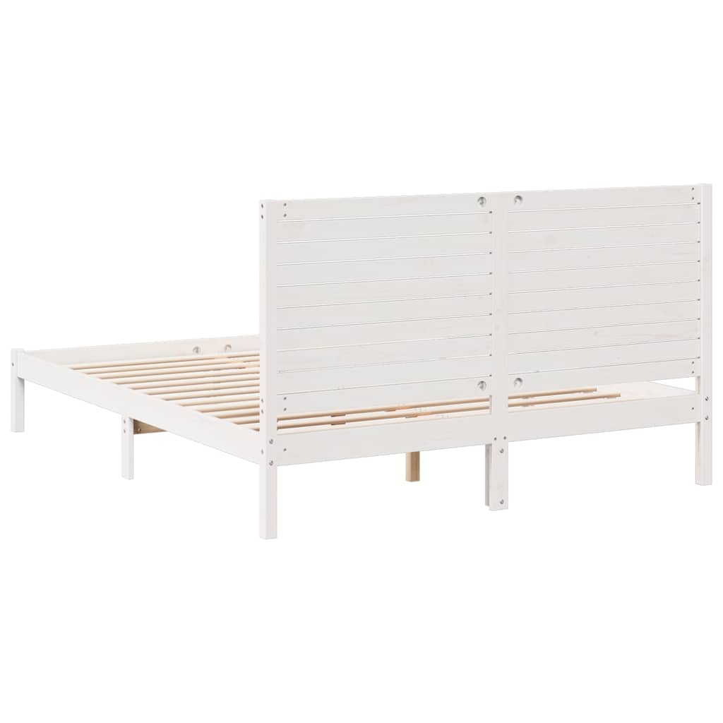 Bedframe extra lang zonder matras massief hout wit 140x210 cm