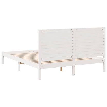 Bedframe extra lang zonder matras massief hout wit 140x210 cm