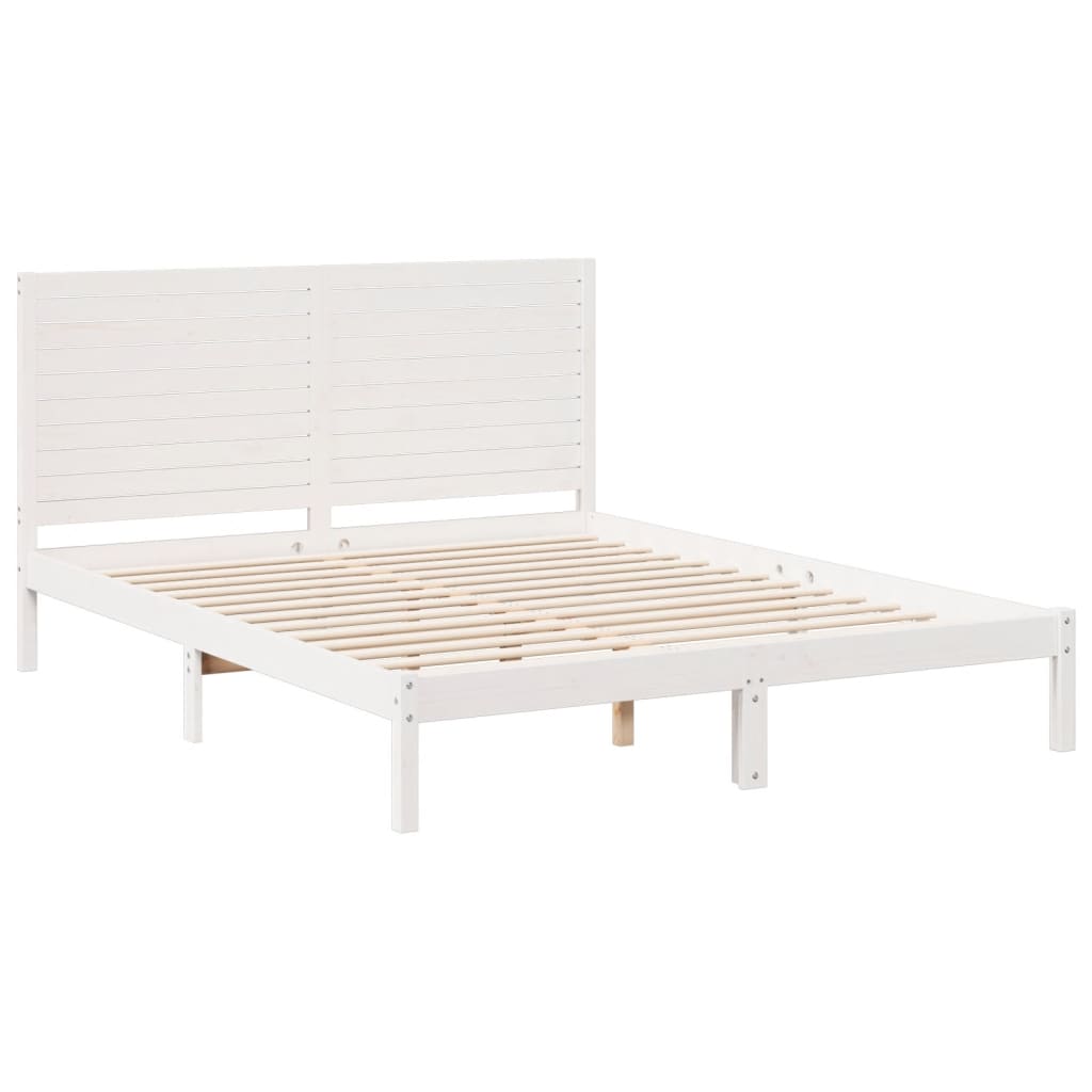 Bedframe extra lang zonder matras massief hout wit 160x210 cm