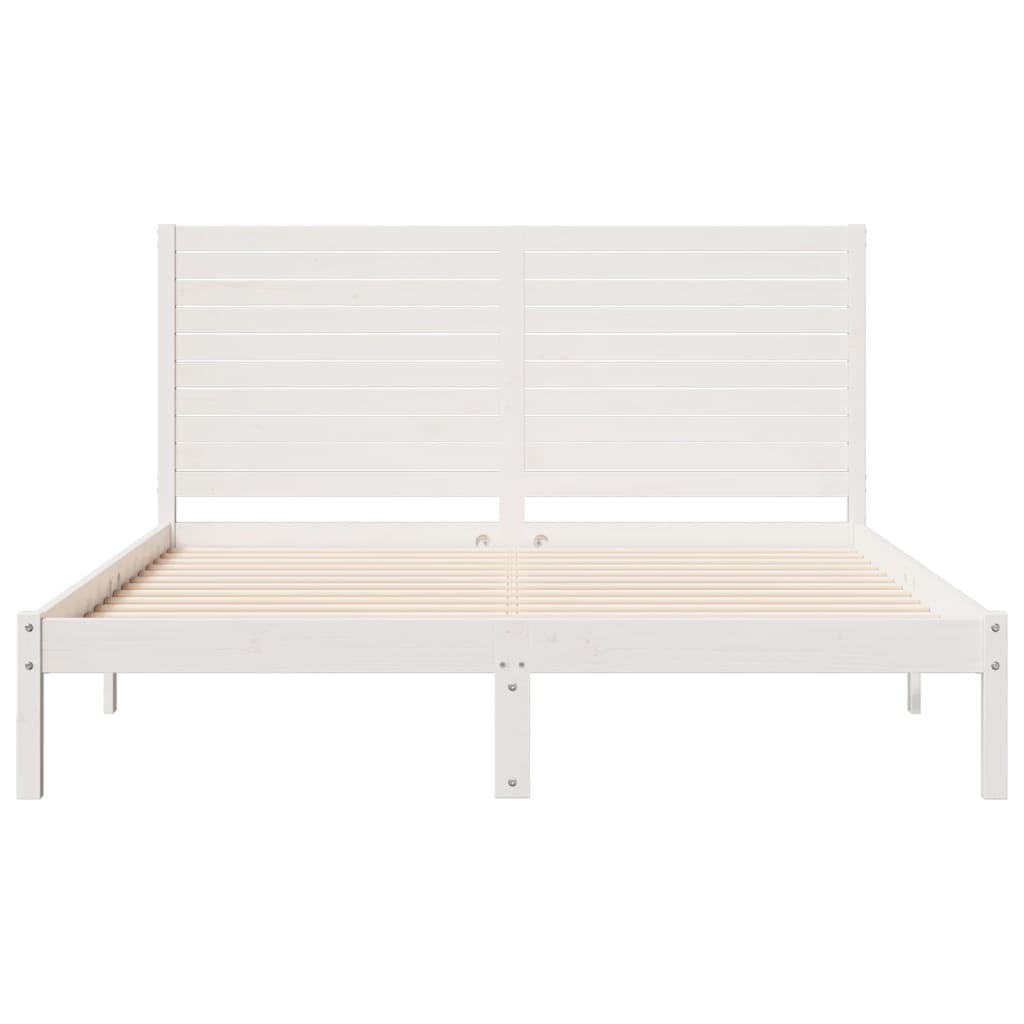 Bedframe extra lang zonder matras massief hout wit 160x210 cm