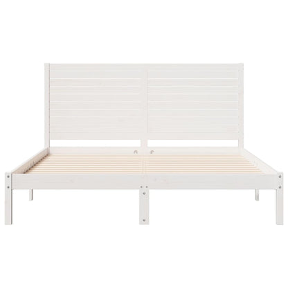 Bedframe extra lang zonder matras massief hout wit 160x210 cm