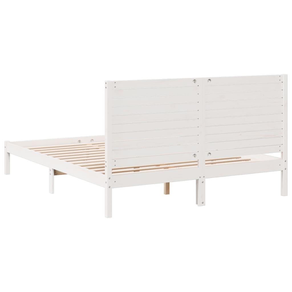 Bedframe extra lang zonder matras massief hout wit 160x210 cm