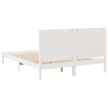 Bedframe extra lang zonder matras massief hout wit 160x210 cm