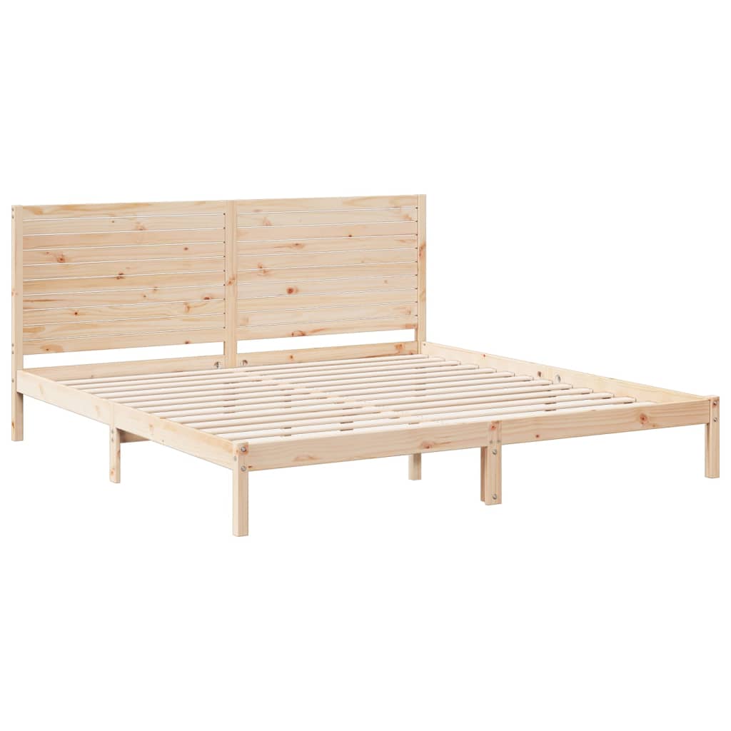 Bedframe Extra Lang Zonder Matras Massief Hout 180 x 210 cm Naturel