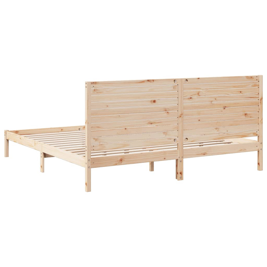Bedframe Extra Lang Zonder Matras Massief Hout 180 x 210 cm Naturel