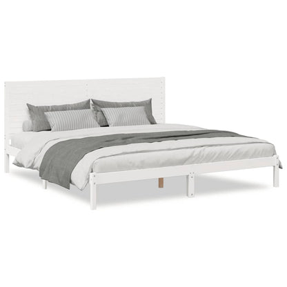 Bedframe Extra Lang Zonder Matras Massief Hout 180 x 210 cm Wit